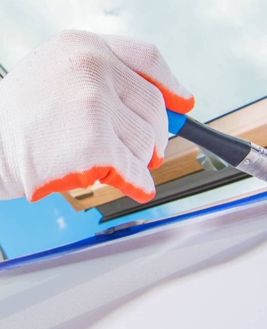 Painting Room Details Using Paint Brush. Finishing Window Edges.